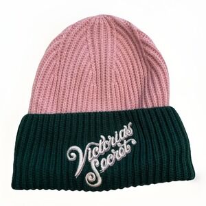 Victoria's Secret Vintage Women's Color-block Beanie Hat Pink/Green Y2K‎ Glam